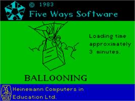 Title screen of Ballooning on the Sinclair ZX Spectrum.