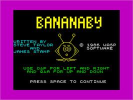 Title screen of Bananaby on the Sinclair ZX Spectrum.