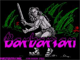 Title screen of Barbarian (Palace Software) on the Sinclair ZX Spectrum.