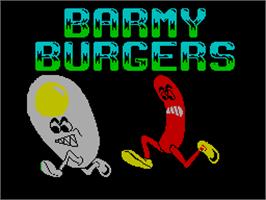 Title screen of Barmy Burgers on the Sinclair ZX Spectrum.