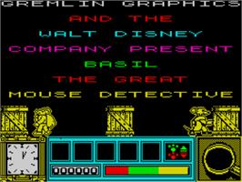Title screen of Basil The Great Mouse Detective on the Sinclair ZX Spectrum.