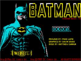 Title screen of Batman - The Movie on the Sinclair ZX Spectrum.