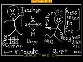 Title screen of Beatcha on the Sinclair ZX Spectrum.
