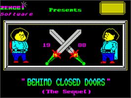 Title screen of Behind Closed Doors 2 - The Sequel on the Sinclair ZX Spectrum.