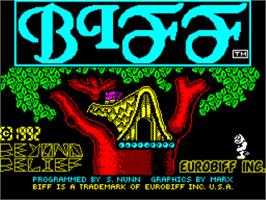 Title screen of Biff on the Sinclair ZX Spectrum.