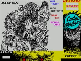 Title screen of Bigfoot on the Sinclair ZX Spectrum.