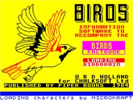 Title screen of Birds on the Sinclair ZX Spectrum.