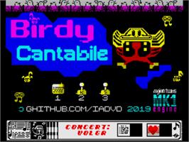 Title screen of Birdy Cantabile on the Sinclair ZX Spectrum.