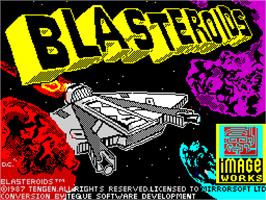 Title screen of Blasteroids on the Sinclair ZX Spectrum.