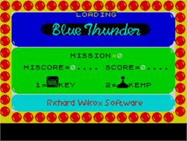 Title screen of Blue Thunder on the Sinclair ZX Spectrum.