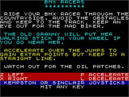 Title screen of Bmx Racers on the Sinclair ZX Spectrum.