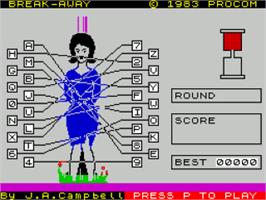 Title screen of Break Away on the Sinclair ZX Spectrum.