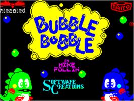 Title screen of Bubble Bobble on the Sinclair ZX Spectrum.