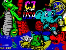 Title screen of CJ in the USA on the Sinclair ZX Spectrum.