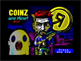 Title screen of COINZ are mine on the Sinclair ZX Spectrum.