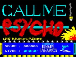 Title screen of Call Me Psycho on the Sinclair ZX Spectrum.