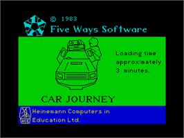 Title screen of Car Journey on the Sinclair ZX Spectrum.
