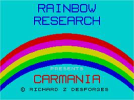 Title screen of Carmania on the Sinclair ZX Spectrum.
