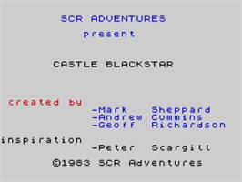 Title screen of Castle Blackstar on the Sinclair ZX Spectrum.