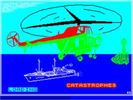 Title screen of Catastrophes on the Sinclair ZX Spectrum.
