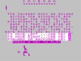 Title screen of Caveman on the Sinclair ZX Spectrum.