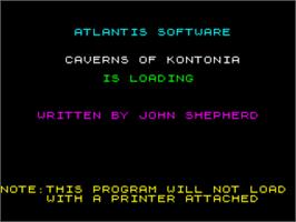 Title screen of Caverns Of Kontonia on the Sinclair ZX Spectrum.