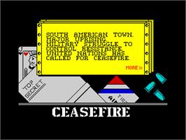 Title screen of Ceasefire on the Sinclair ZX Spectrum.