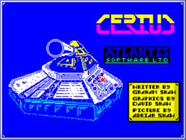Title screen of Cerius on the Sinclair ZX Spectrum.