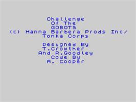 Title screen of Challenge Of The Gobots on the Sinclair ZX Spectrum.