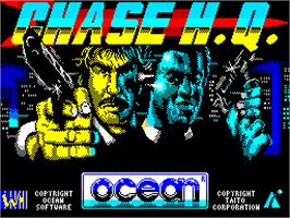 Title screen of Chase H.Q. on the Sinclair ZX Spectrum.