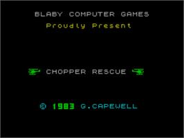 Title screen of Chopper Rescue on the Sinclair ZX Spectrum.