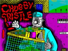Title screen of Chubby Gristle on the Sinclair ZX Spectrum.