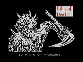 Title screen of City Of Death on the Sinclair ZX Spectrum.