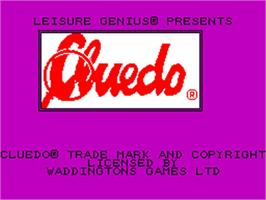 Title screen of Cluedo on the Sinclair ZX Spectrum.