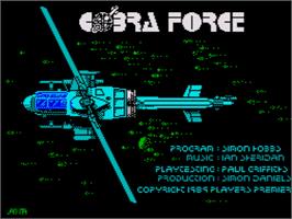 Title screen of Cobra Force on the Sinclair ZX Spectrum.