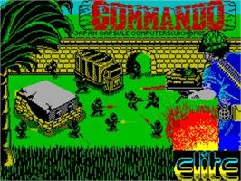 Title screen of Commando on the Sinclair ZX Spectrum.
