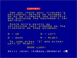 Title screen of Copper on the Sinclair ZX Spectrum.