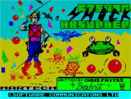 Title screen of Cosmic Shock Absorber on the Sinclair ZX Spectrum.