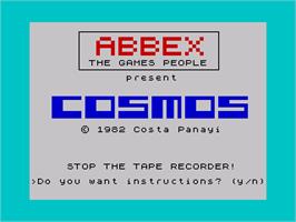 Title screen of Cosmos - The Ultimate Challenge on the Sinclair ZX Spectrum.
