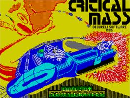Title screen of Critical Mass on the Sinclair ZX Spectrum.