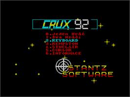 Title screen of Crux 92 on the Sinclair ZX Spectrum.