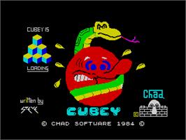 Title screen of Cubey on the Sinclair ZX Spectrum.