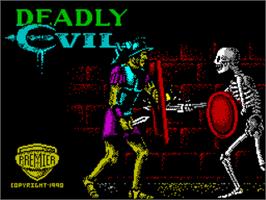 Title screen of Deadly Evil on the Sinclair ZX Spectrum.