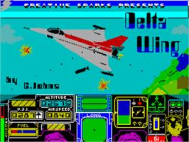 Title screen of Delta Wing on the Sinclair ZX Spectrum.