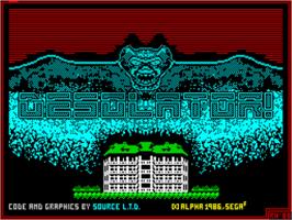 Title screen of Desolator on the Sinclair ZX Spectrum.