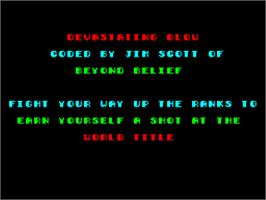 Title screen of Devastating Blow on the Sinclair ZX Spectrum.