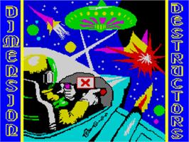 Title screen of Dimension Destructors on the Sinclair ZX Spectrum.