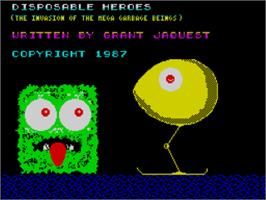 Title screen of Disposable Heroes on the Sinclair ZX Spectrum.