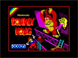 Title screen of Donkey Kong on the Sinclair ZX Spectrum.
