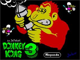 Title screen of Donkey Kong 3 on the Sinclair ZX Spectrum.